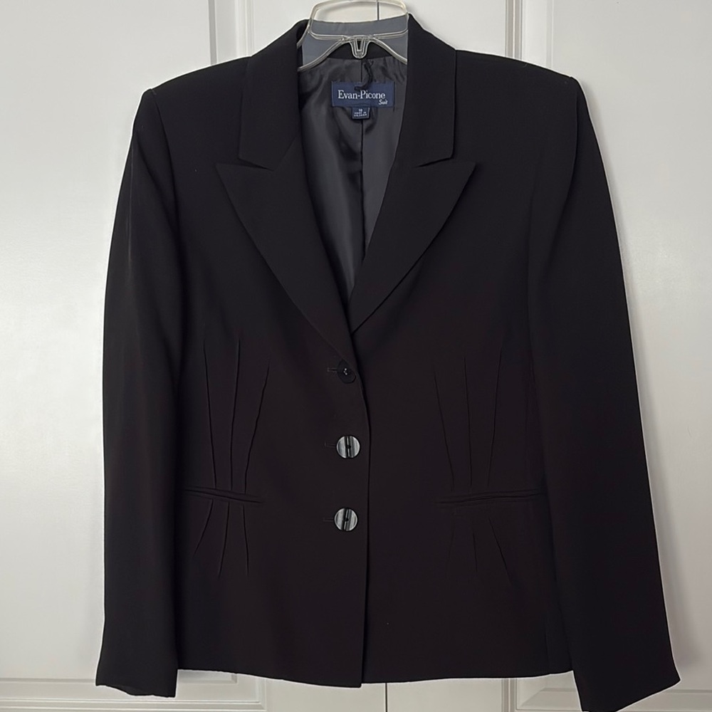 Evan Picone Suit Basic Black Blazer Fully Lined W… - image 1